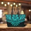 Cook Islands Polynesian Leather Tote Bag Cyan A7