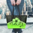 (Custom) Polynesian Leather Tote Bag Hibiscus Personal Signature Green A02