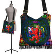 Scotland Rampant Lion with Thistle Crossbody Boho Handbag Autumn Tartan Version - BN21