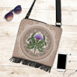 Scotland Crossbody Boho Handbag - Luxurious Cream Thistle Flowers - BN01