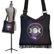 Celtic Wicca Crossbody Boho Handbag , Moon Phases Wicca with Pentagram , BN21