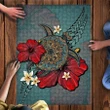 Hawaii Wood Puzzle - Hibiscus Blue Turtle Tribal