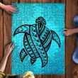 Hawaii Wood Puzzle - Turtle Tattoo Turquoise