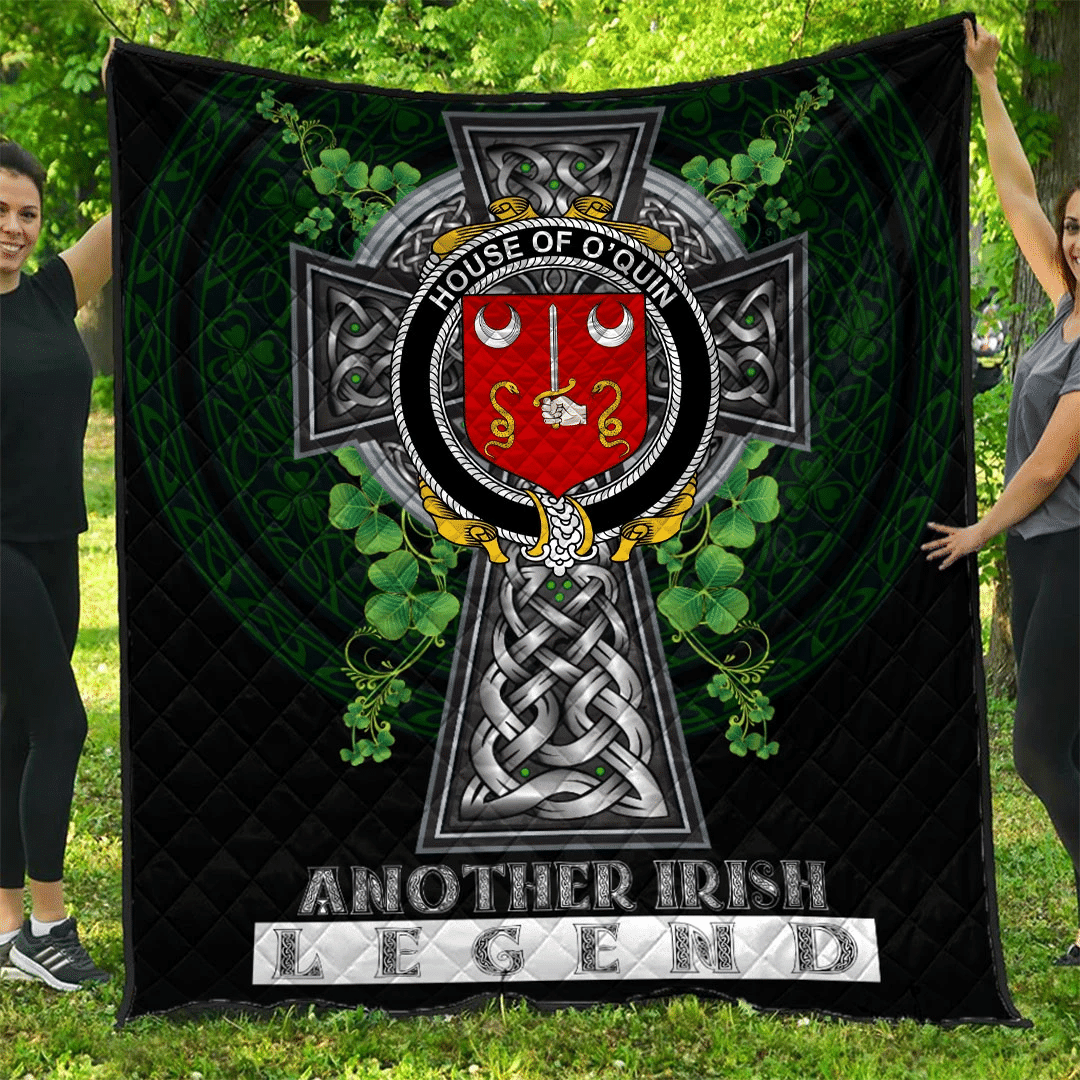 1sttheworld Premium Quilt - House of O'QUIN (Thomond) Irish Family Crest Quilt - Irish Legend A7 | 1sttheworld.com