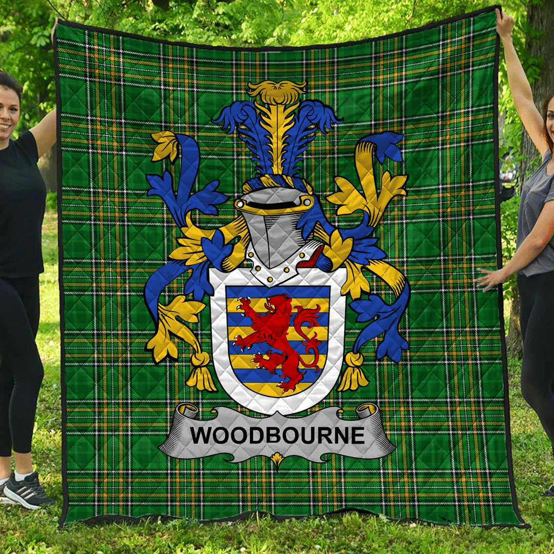1sttheworld Premium Quilt - Woodbourne Irish Family Crest Quilt - Irish National Tartan A7 | 1sttheworld.com