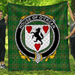 1sttheworld Premium Quilt - House Of O'Crean Irish Family Crest Quilt - Irish National Tartan A7 | 1sttheworld.com