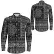 Paisley Bandana Fabric Patchwork Black Long Sleeve Button Shirt A31 | 1sttheworld.com
