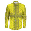 Paisley Bandana 4 Piece Yellow Long Sleeve Button Shirt A31 | 1sttheworld.com

