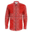 Paisley Bandana 4 Piece Red Long Sleeve Button Shirt A31 | 1sttheworld.com

