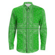 Paisley Bandana 4 Piece Green Long Sleeve Button Shirt A31 | 1sttheworld.com
