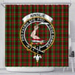 1sttheworld Shower Curtain - Ainslie Clan Tartan Crest Shower Curtain A7 | 1stScotland.com