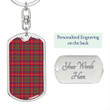 1sttheworld Jewelry - Shaw Red Modern Tartan Dog Tag with Swivel Keychain A7