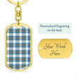 1sttheworld Jewelry - Stewart Muted Blue Tartan Dog Tag with Swivel Keychain A7 | 1sttheworld