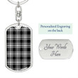 1sttheworld Jewelry - Menzies Black _ White Modern Tartan Dog Tag with Swivel Keychain A7