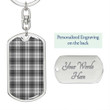 1sttheworld Jewelry - Douglas Grey Modern Tartan Dog Tag with Swivel Keychain A7