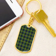 1sttheworld Jewelry - Reid Green Tartan Dog Tag with Swivel Keychain A7 | 1sttheworld