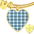 1sttheworld Jewelry - Stewart Muted Blue Tartan Heart Bangle A7 | 1sttheworld