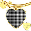 1sttheworld Jewelry - Menzies Black White Modern Tartan Heart Bangle A7 | 1sttheworld