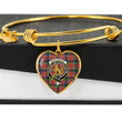 1sttheworld Jewelry - MacPherson Ancient Clan Tartan Crest Heart Bangle A7 | 1sttheworld