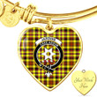 1sttheworld Jewelry - Jardine Clan Tartan Crest Heart Bangle A7 | 1sttheworld