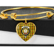 1sttheworld Jewelry - Jardine Clan Tartan Crest Heart Bangle A7 | 1sttheworld