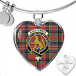 1sttheworld Jewelry - MacPherson Ancient Clan Tartan Crest Heart Bangle A7 | 1sttheworld