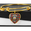 1sttheworld Jewelry - MacLachlan Weathered Clan Tartan Crest Heart Bangle A7 | 1sttheworld