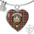 1sttheworld Jewelry - MacLachlan Weathered Clan Tartan Crest Heart Bangle A7 | 1sttheworld