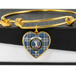 1sttheworld Jewelry - Napier Modern Clan Tartan Crest Heart Bangle A7 | 1sttheworld