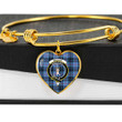 1sttheworld Jewelry - MacKay Blue Clan Tartan Crest Heart Bangle A7 | 1sttheworld