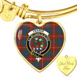 1sttheworld Jewelry - Fraser Ancient Clan Tartan Crest Heart Bangle A7 | 1sttheworld