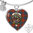 1sttheworld Jewelry - Fraser Ancient Clan Tartan Crest Heart Bangle A7 | 1sttheworld