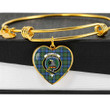 1sttheworld Jewelry - MacLaren Ancient Clan Tartan Crest Heart Bangle A7 | 1sttheworld