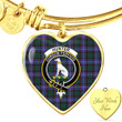 1sttheworld Jewelry - Hunter Modern Clan Tartan Crest Heart Bangle A7 | 1sttheworld