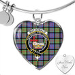 1sttheworld Jewelry - MacDonald Ancient Clan Tartan Crest Heart Bangle A7 | 1sttheworld