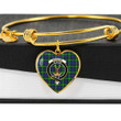 1sttheworld Jewelry - Gordon Modern Clan Tartan Crest Heart Bangle A7 | 1sttheworld
