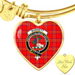 1sttheworld Jewelry - Burnett Modern Clan Tartan Crest Heart Bangle A7 | 1sttheworld