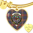 1sttheworld Jewelry - Fraser Hunting Modern Clan Tartan Crest Heart Bangle A7 | 1sttheworld