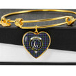1sttheworld Jewelry - Fletcher Modern Clan Tartan Crest Heart Bangle A7 | 1sttheworld