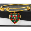 1sttheworld Jewelry - Stewart Atholl Modern Clan Tartan Crest Heart Bangle A7 | 1sttheworld