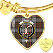 1sttheworld Jewelry - MacRae Hunting Weathered Clan Tartan Crest Heart Bangle A7 | 1sttheworld