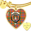 1sttheworld Jewelry - Ross Ancient Clan Tartan Crest Heart Bangle A7 | 1sttheworld