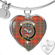 1sttheworld Jewelry - MacDougall Ancient Clan Tartan Crest Heart Bangle A7 | 1sttheworld