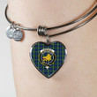 1sttheworld Jewelry - Campbell Argyll Ancient Clan Tartan Crest Heart Bangle A7 | 1sttheworld