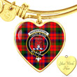 1sttheworld Jewelry - MacNaughton Modern Clan Tartan Crest Heart Bangle A7 | 1sttheworld