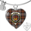 1sttheworld Jewelry - Cameron of Erracht Weathered Clan Tartan Crest Heart Bangle A7 | 1sttheworld