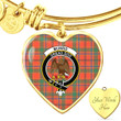 1sttheworld Jewelry - Munro Ancient Clan Tartan Crest Heart Bangle A7 | 1sttheworld