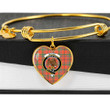 1sttheworld Jewelry - Munro Ancient Clan Tartan Crest Heart Bangle A7 | 1sttheworld