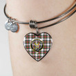 1sttheworld Jewelry - Stewart Dress Modern Clan Tartan Crest Heart Bangle A7 | 1sttheworld