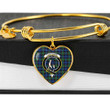 1sttheworld Jewelry - Fletcher Ancient Clan Tartan Crest Heart Bangle A7 | 1sttheworld